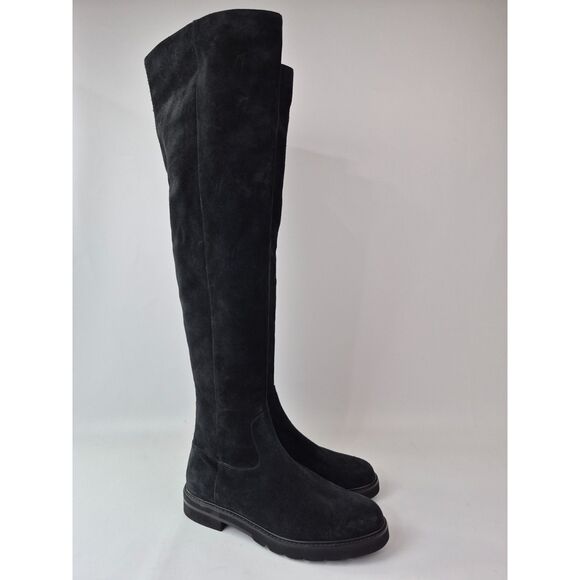 Stuart Weitzman Women's Black Chicago Lug Suede Over-the-knee Boots Size 8.5 - Picture 1 of 7